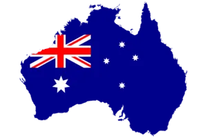 Australian map with national flag overlay