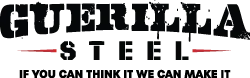 Guerilla Steel logo with red accents