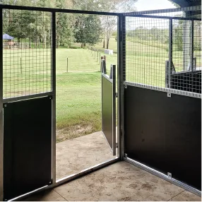 Steel anchor installed at horse stable base