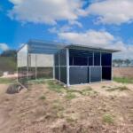 Single custom full ply panel horse stable with illustrative addon ply mesh ventilation shelter