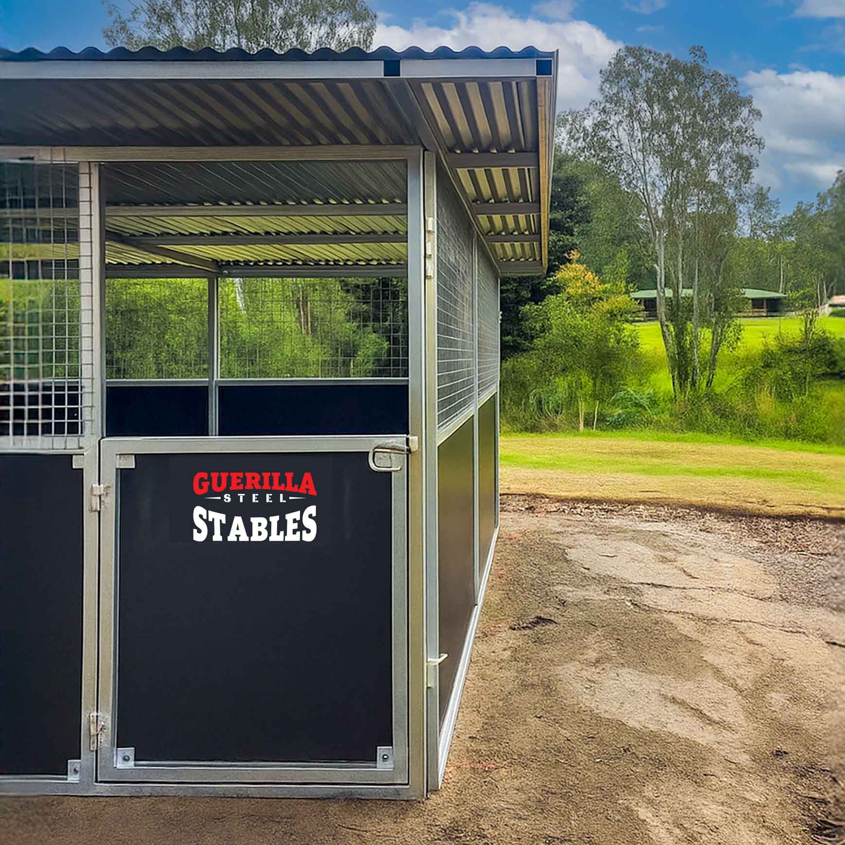Guerilla Steel stables in serene countryside setting.