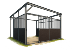 Detailed illustration of a modern horse stall.