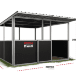 Steel stable dimensions: 5000mm x 4000mm x 2500mm.