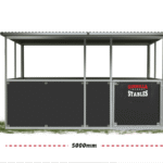 Steel horse stable with dimensions 5000mm x 2500mm.