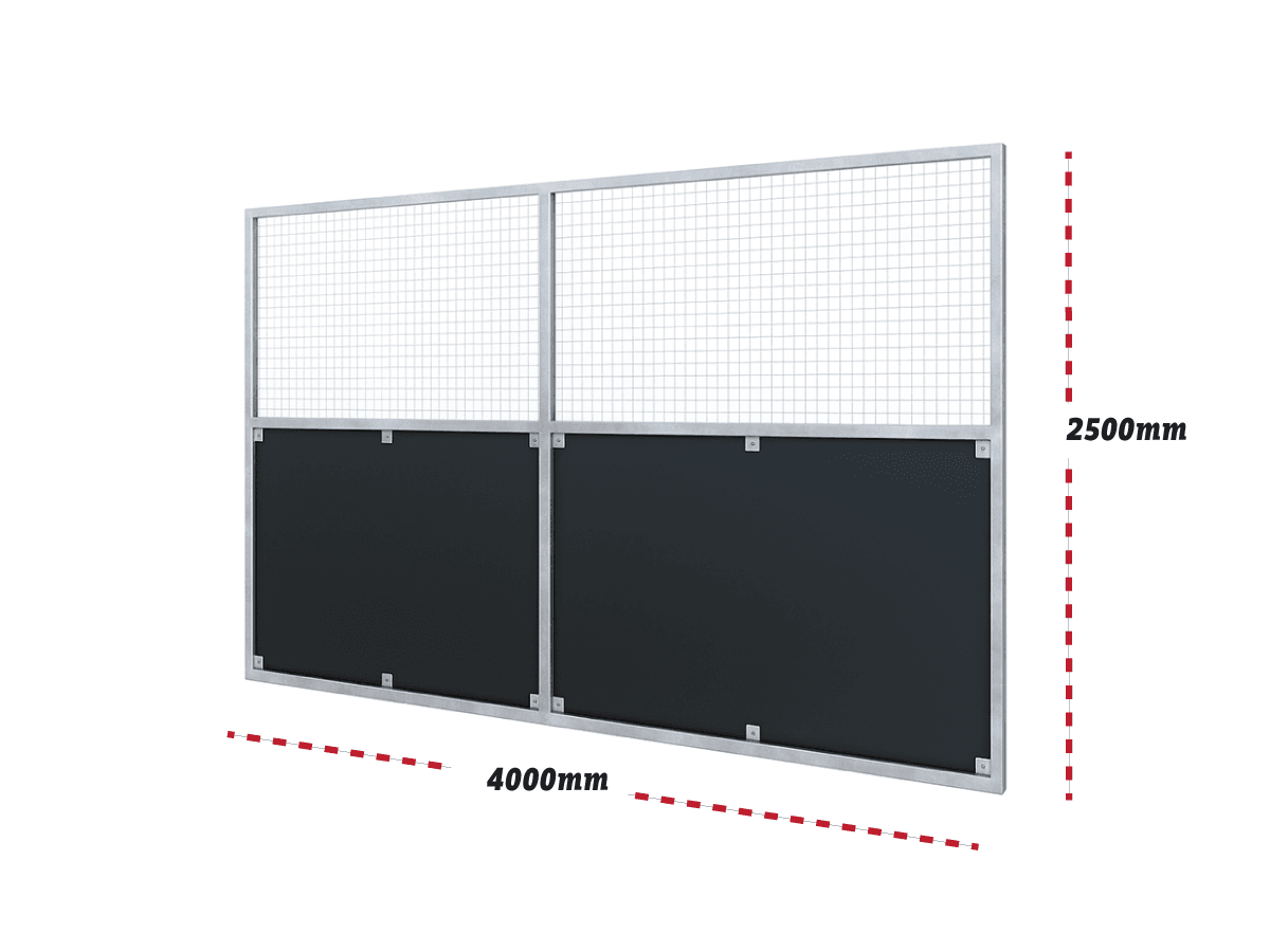 Mesh and panel barrier, 4000mm by 2500mm.