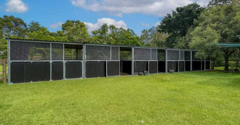 4-Bay Outdoor Horse Stable with Tack Room – Yard Install