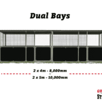 Dual horse stable bays, 4-5 metres options.