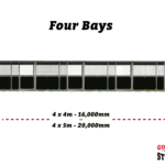 Four-bay stables with size options shown.