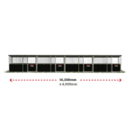Horse stable dimensions: 16,000mm by 4,000mm.