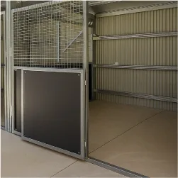 Half-height horse stall gate with mesh and ply