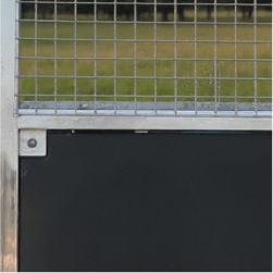 Galvanised mesh and black form ply wall panels