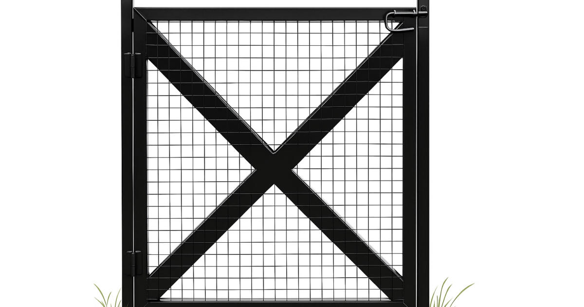 Reinforced steel mesh gate with X-brace for equine safety