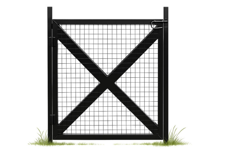Reinforced steel mesh gate with X-brace for equine safety