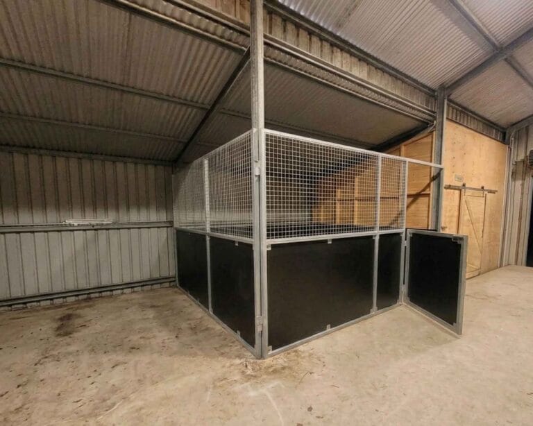 4m x 4m indoor horse stable retrofit installed inside farm shed