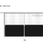 Technical Illustration with dimensions for 4x4m base model built side view