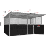 Technical Illustration with dimensions for 4x4 Single Bay Stable