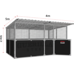 Technical Illustration with dimensions for 4x5 Single Bay Stable