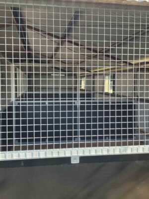 three bay indoor horse stable retrofit using ply and mesh panels installed inside farm shed