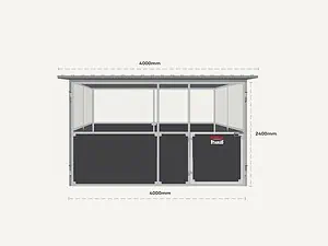 Heavy-duty single bay 4m front stable kit in galvanised steel with 900mm front overhang and 2.4m flat roof