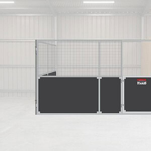 Steel corner bay retrofit starter kit panels for converting an existing shed corner into a horse stable bay