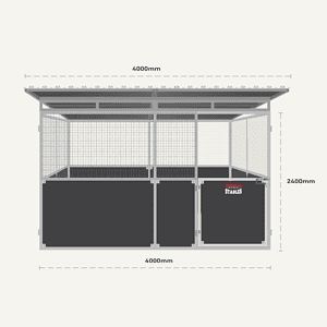 4m x 4m high airflow 1 bay horse stable kit with extended front roof frame and galvanised steel construction