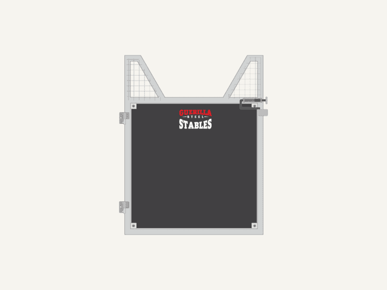 steel yoke gate stable door extension with open bars for visibility and access