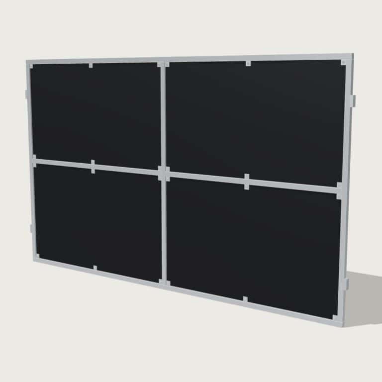 Guerilla Steel Stables end / divider, 4000 × 2400 mm, galvanised 50×50 SHS frame, full ply infill.
