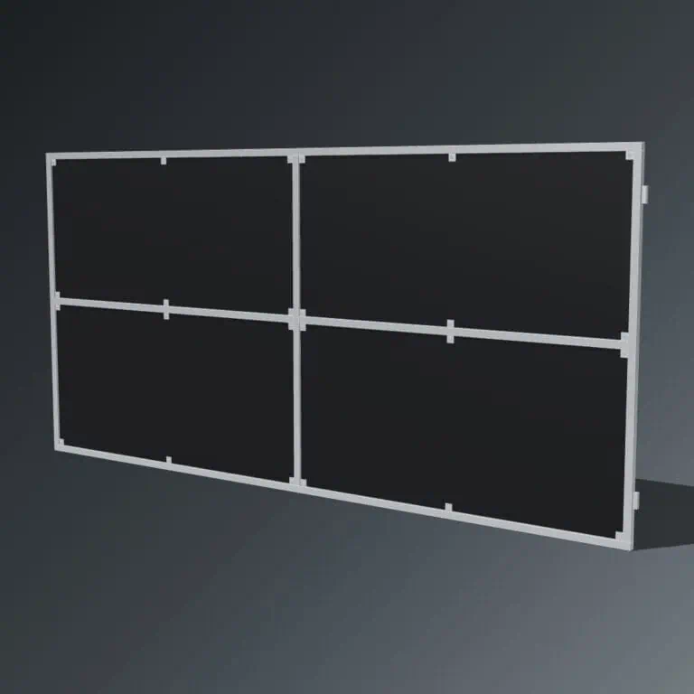 Guerilla Steel Stables rear panel, 5000 × 2400 mm, galvanised 50×50 SHS frame, full ply infill.